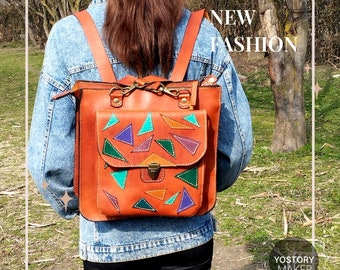 Hand stiched leather bag/genuine leather bag/shoulder bag/handmade leather backpack