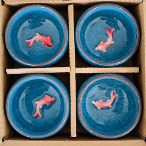 Elegant Koi Fish Crackle glaze Sauce Dishes – Perfect Touch for Sushi Nights and Tea Time