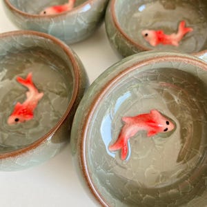 Elegant Koi Fish Crackle glaze Sauce Dishes – Perfect Touch for Sushi Nights and Tea Time