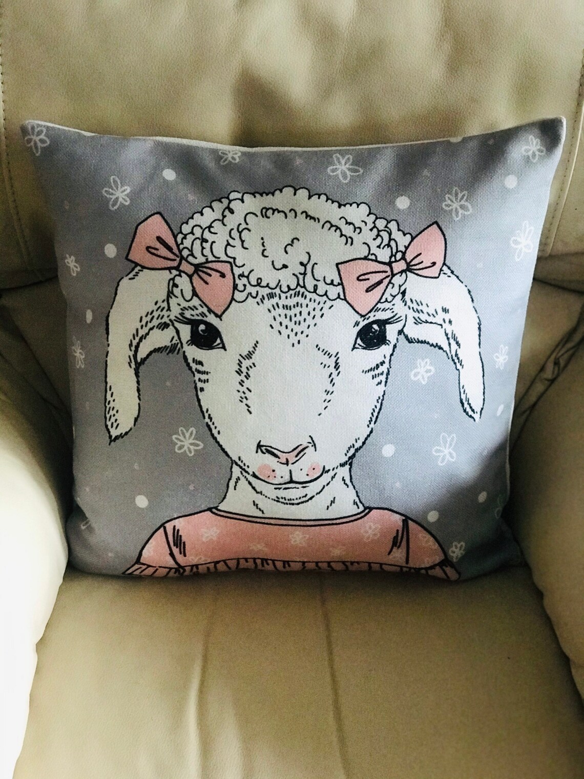 Little Lamb Cushion Cover Sheep Throw Pillow Case 45cm18 Etsy UK