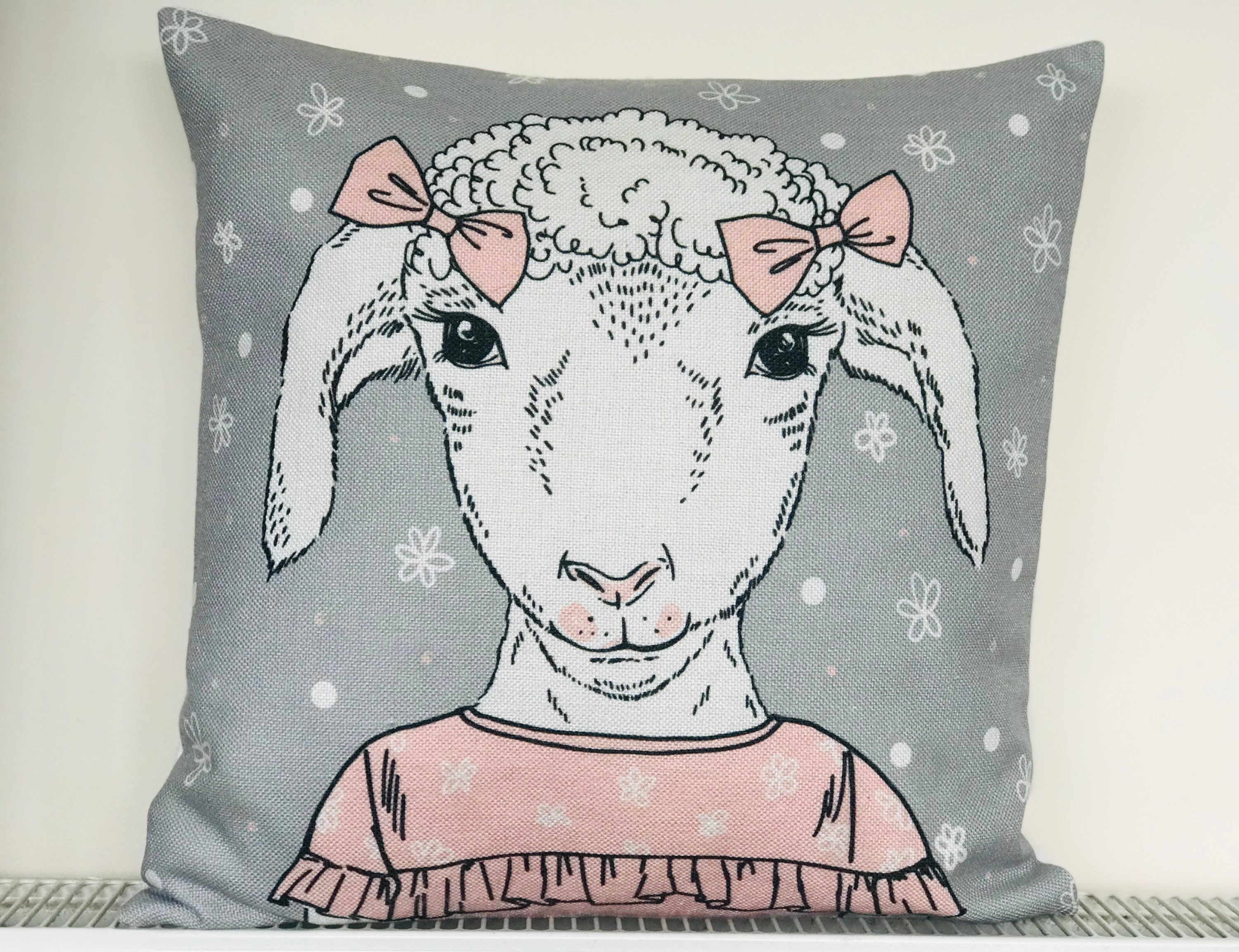 Little Lamb Cushion Cover Sheep Throw Pillow Case 45cm18 Etsy UK