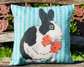 Blauer Hase Kissenbezug, Kaninchen Kissenbezug, Ostergeschenk, Geschenk, Geschenkidee