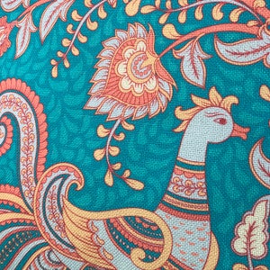 Kalamkari Art-Turquoise Peacock Cushion Cover, Paisley style, Indian artMothers Day gift image 7