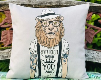 Home Decorative Grey Lion Cushion Cover