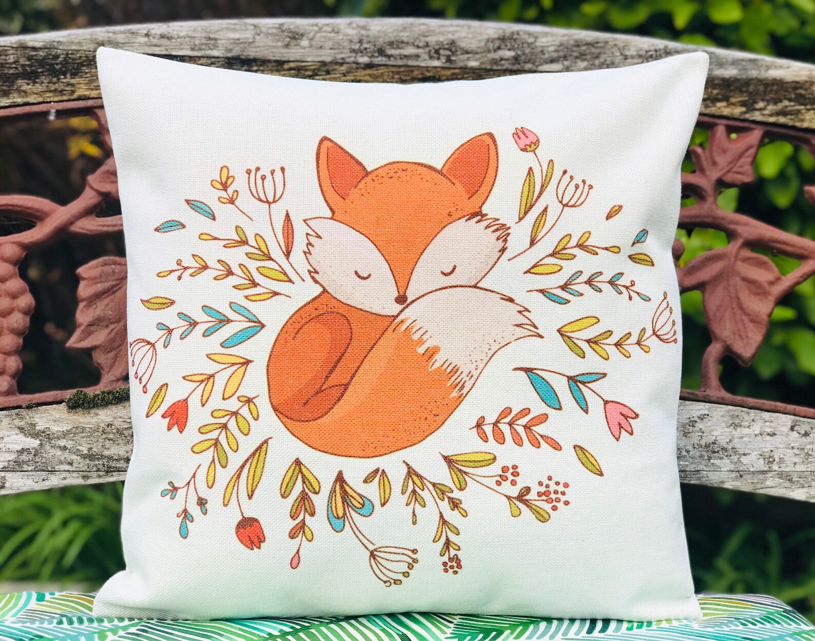 Fox Cushion Cover 45cm 18 Square Throw Pillow Case Etsy