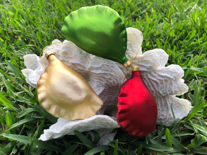 PIEROGI Glass Christmas Ornaments Set of Three: Gold Red - Etsy