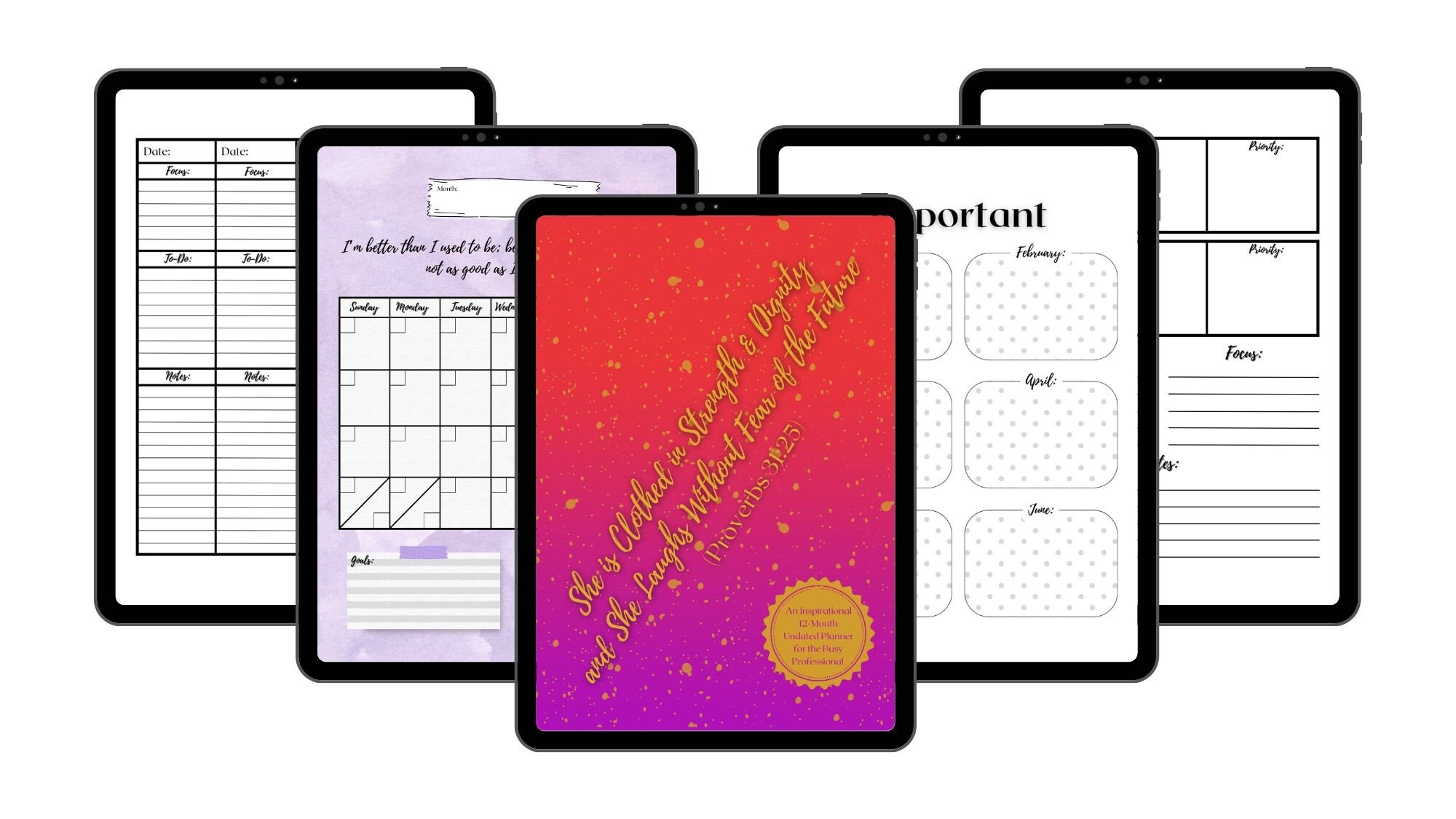 Digital Undated Planner she is Clothed in Strength & Dignity and