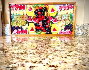 Fruit Health. Fruit display. Table décor , center pièce, Wall Decor, kitchen decor, Restaurant decor, Handmade Art Piece, Retirement Gift.