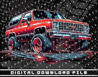 Chevy K5 Blazer Digital File, PNG file, ChevySquarebody, Graphic Clip Art file for Shirts, Stickers and DTG printing