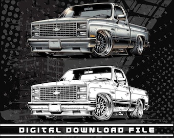 Chevy Squarebody Obs Ck Truck Digital File, PNG and SVG files, Chevy C10, Graphic Clip Art file for Shirts, Stickers and DTG printing