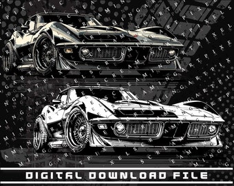 Silhouette Chevy Corvette File digitale, silhouette Corvette Png, Chevy Racing, Corvette PNG e file SVG per camicie, adesivi, stampa DTG