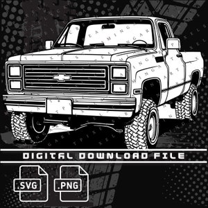 Chevy Squarebody K20 Custom Deluxe Digital File, PNG and SVG files, Chevy K10, Graphic Clip Art file for Shirts, Stickers and DTG printing