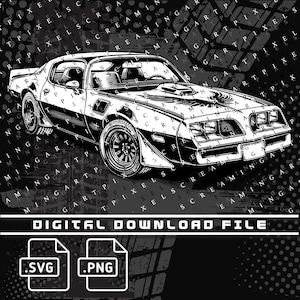 Pontiac Trans Am Digital File, Firebird Pontiac png file, Firebird, PNG and SVG file for shirts, stickers, DTG Printing, Car enthusiast