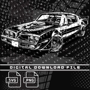 Pontiac Trans Am Digital File, Firebird Pontiac png file, Firebird, PNG and SVG file for shirts, stickers, DTG Printing, Car enthusiast