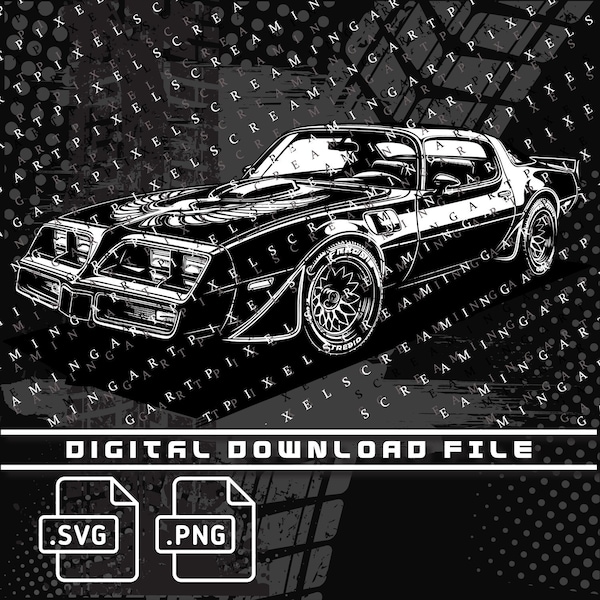 Pontiac Trans Am Digital File, Firebird Pontiac png file, Firebird, PNG and SVG file for shirts, stickers, DTG Printing, Car enthusiast