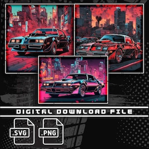 Pontiac Trans Am, Firebird, Bandit Trans Am, svg and png, Digital File 3 Pack, PNG and SVG file for shirts, stickers, DTG Printing