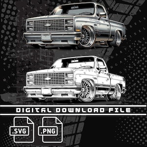 Chevy Squarebody Obs Ck Truck Digital File, PNG and SVG files, Chevy C10, Graphic Clip Art file for Shirts, Stickers and DTG printing