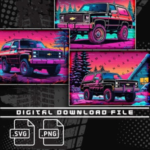 Chevy K5 Blazer, Chevy K5, K5 Blazer Christmas scene 3 Pack, PNG and SVG file for shirts, stickers, DTG Printing