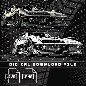 Chevy Corvette silhouette Digital File, Corvette Png silhouette, Chevy Racing, Corvette PNG and SVG file for shirts, stickers, DTG Printing