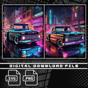 Chevy Apache 3100 truck, Chevy C10, Squarebody svg png, Digital File 2 Pack, PNG and SVG file for shirts, stickers, DTG Printing