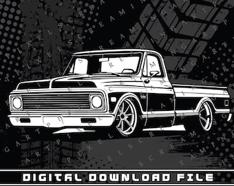 Chevy C10 silhouet Digitaal bestand, C10 silhouet, Chevy Truck, PNG en SVG bestand voor shirts, stickers, DTG Printing, Truck silhouet