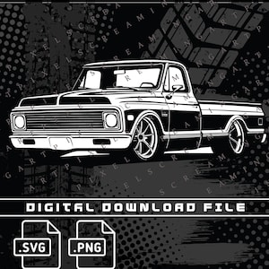 Chevy C10 silhouette Digital File, C10 silhouette, Chevy Truck, PNG and SVG file for shirts, stickers, DTG Printing, Truck silhouette