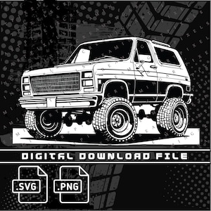 Chevy K5 Blazer Digital File, K5 Blazer, PNG and SVG files, Chevy K10, Graphic Clip Art file for Shirts, Stickers and DTG printing