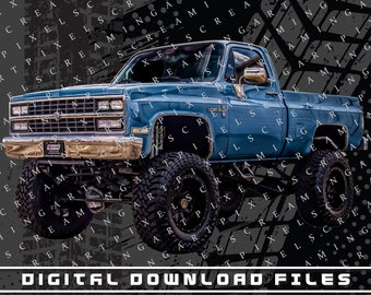 Chevy Squarebody K10 Custom Deluxe Digital File, PNG file, Chevy K20, Graphic Clip Art file for Shirts, Stickers and DTG printing