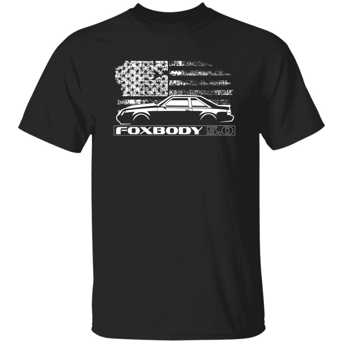 T-shirt Uomo Retr&ograve; Foxbody Mustang 5.0, Bianca, Manica Corta, From The 8tees