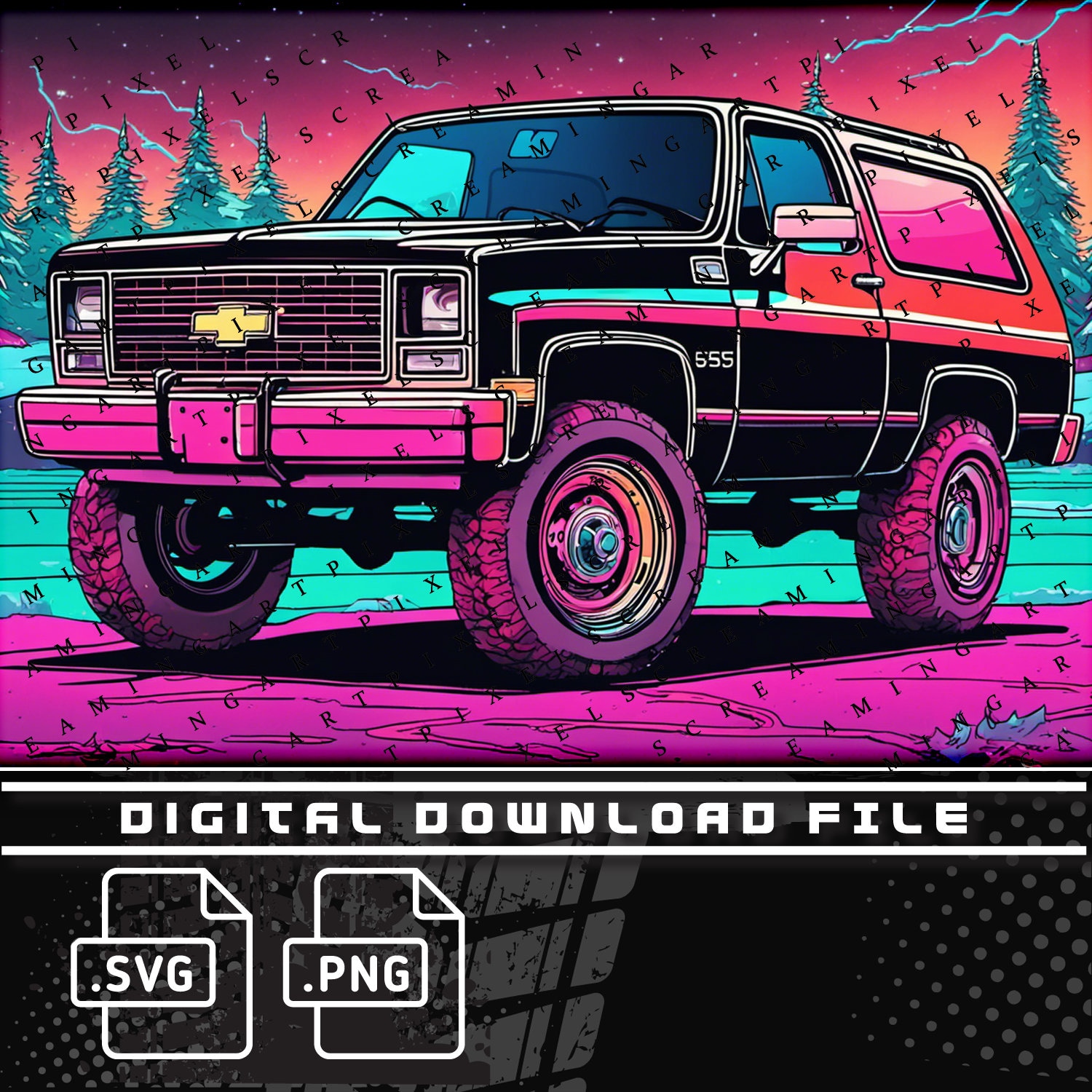 Chevy K5 Blazer, Chevy K5, K5 Blazer Christmas Scene 3 Pack, PNG and ...