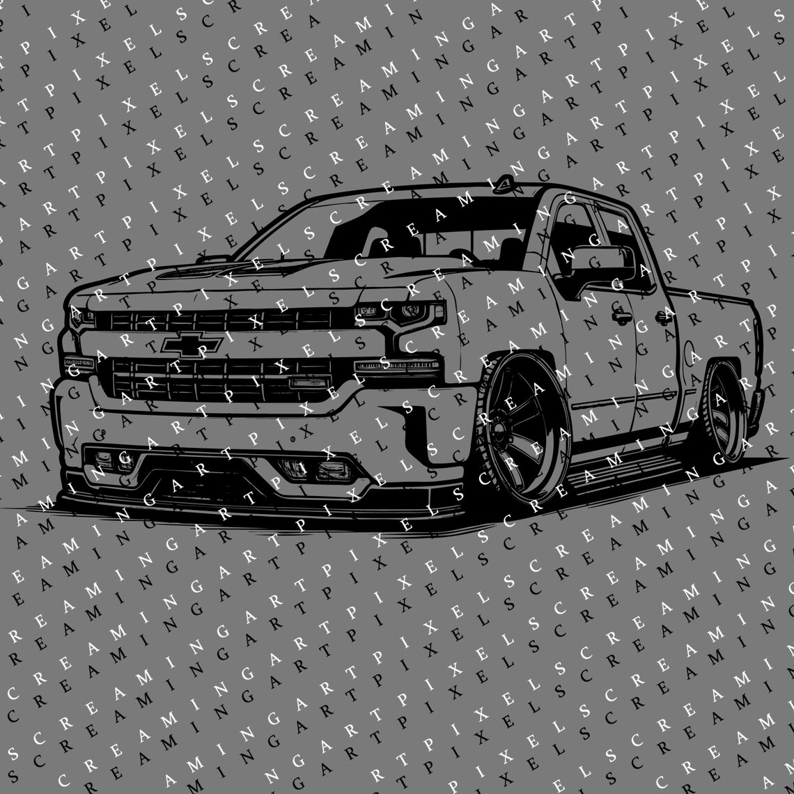 Chevy Silverado 1500 Digital File, PNG and SVG Files, Obs Truck ...