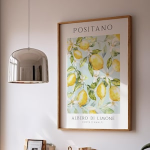 Citroen muurkunst print, positano print, citroenboom poster, keuken muurkunst, kunst aan de muur huis, vintage muurkunst, fruit muurkunstcollectie