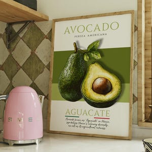 Avocado Kitchen Print: Fruit Definition Poster, Greenery Decor