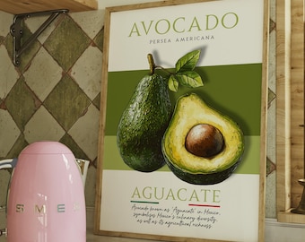Avocado Kitchen Print: Fruit Definition Poster, Greenery Decor