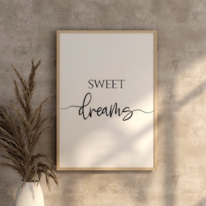 Stampa artistica da parete per camera da letto "Sweet Dreams", stampa con citazioni motivazionali, poster con detti motivazionali, decorazione da parete per la casa, decorazione da parete per la cucina
