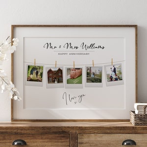 Regalo fotografico personalizzato per coppia, espositore fotografico sospeso, collage fotografico per matrimonio, regali di anniversario per fidanzato, regalo per il primo anniversario