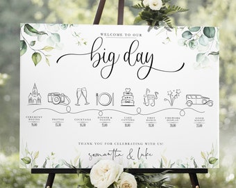 Order Of The Day Wedding Print, Personalised Wedding Timeline Print, Finally Married Sign, Wedding Welcome Sign, Relationship Timeline