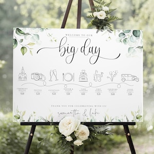 Order Of The Day Wedding Print, Personalised Wedding Timeline Print, Finally Married Sign, Wedding Welcome Sign, Relationship Timeline