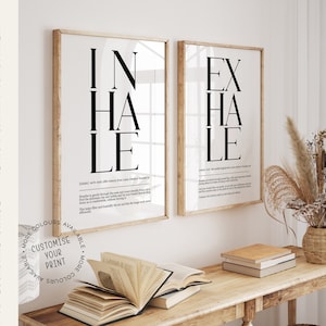 2er-Set Inhale und Exhale Prints, Inhale Exhales Definition Prints, Breathe Print, Yoga Wandkunst, Yoga Poster Set, Schlafzimmer Wandkunst