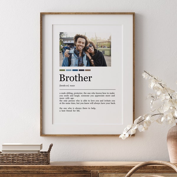 Brother Definition Meaning, Christmas Gift For Siblings, Brother Birthday Gift, Christmas Gift For Brother, Custom Portrait For Him