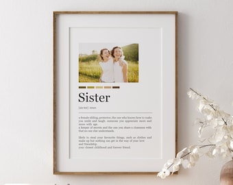 Sister Definition Meaning, Christmas Gift For Sibling, Sister Birthday Gift, Personalised Christmas Gift For Sister, Custom Portrait For Her