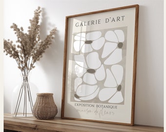 Botanical Art Print: Beige Floral Wall Decor
