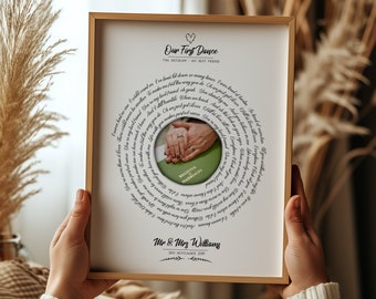 Song Lyrics Vinyl Record Anniversary Print: First Dance Gift, Our First Dance Print, Wedding Anniversary Gift