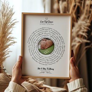 Song Lyrics Vinyl Record Print, First Dance, Anniversary Gift For Her, Gift For Husband, Wedding Song Gift