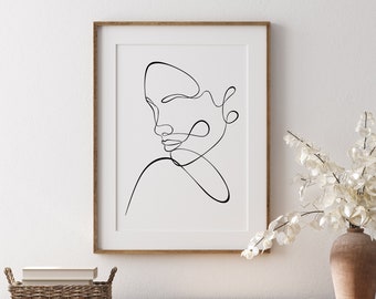 Line Art Print, Line Art Picture, Line Art Woman, Continuous Line Drawing, Line Art Printable, Continuous Line Art of Woman's Face