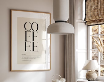 Coffee Definition Print, Coffee Print Wall Art, Dining Room Prints, Kitchen Wall Art, Typography Print, Minimalist, Home Decor, Home Gift