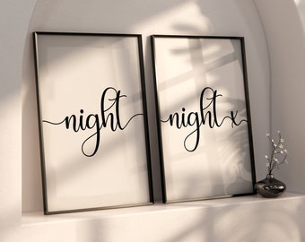 Zestaw wydruków Night Night: minimalistyczna dekoracja ścienna do sypialni