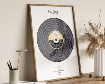 First Dance Gift, Our Song Gift, Any Song Lyrics or Verse Personalised Record Print, 1st Anniversary Gift For Him, Our First Dance Song