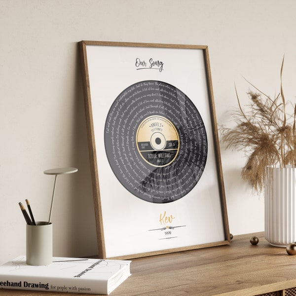 First Dance Gift, Our Song Gift, Any Song Lyrics or Verse Personalised Record Print, 1st Anniversary Gift For Him, Our First Dance Song