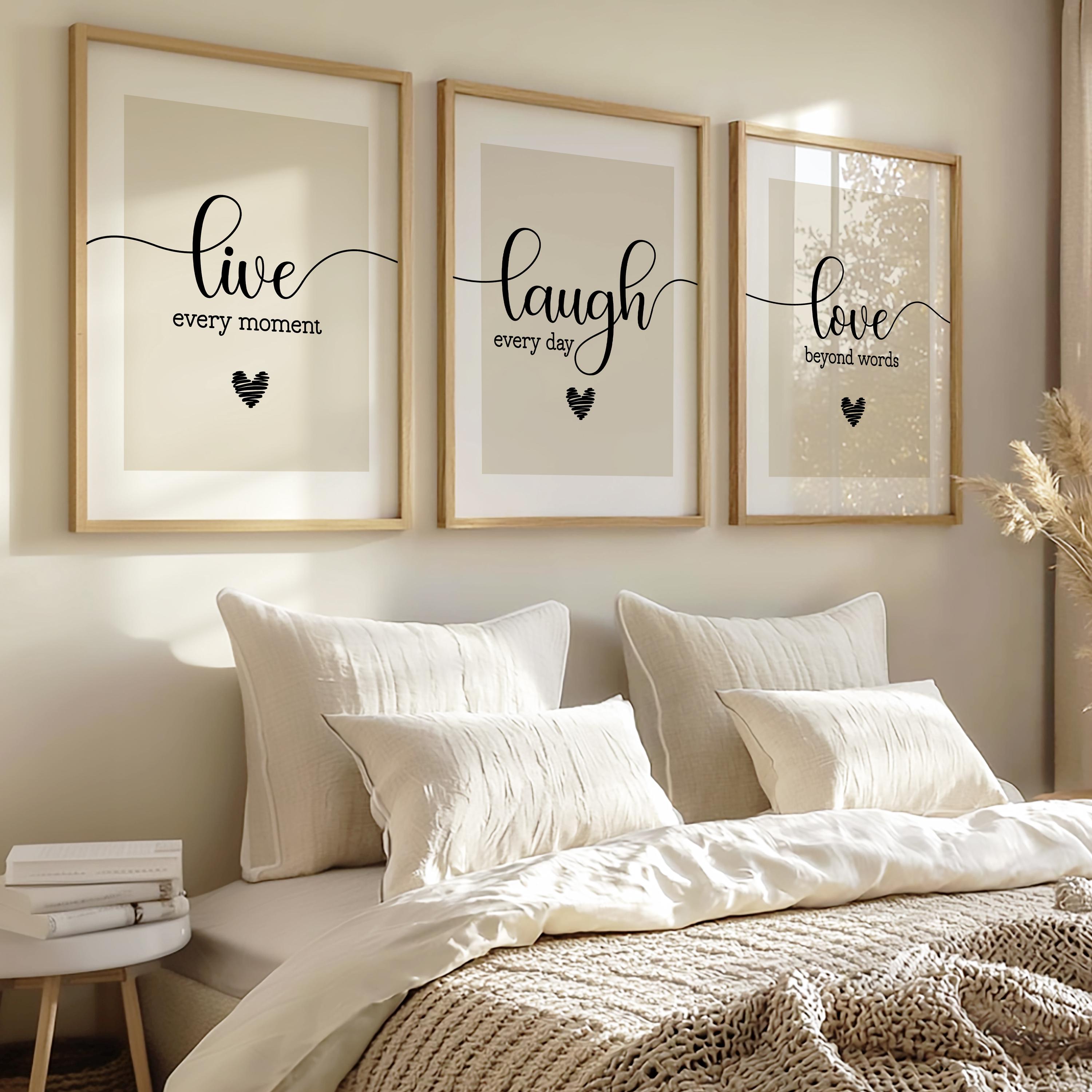 Set of 3 Prints, Live Laugh Love Quote, Minimalist Wall Art, Home Decor, Living Room Print, Set of 3 Wall Art, 3 Piece Wall Art